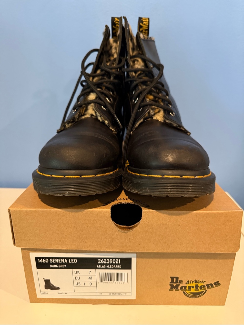 Dr. Martens 1460 Serena Leo Dark Grey Leather Boots - Women